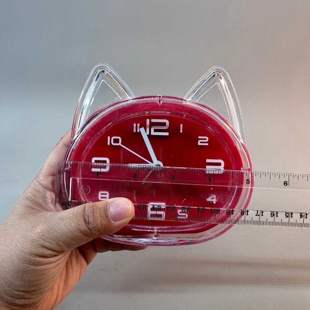 Cat Lady Box Cat Ear Alarm Clock Red Novelty Analog Desk Decor Kawaii Kitsch